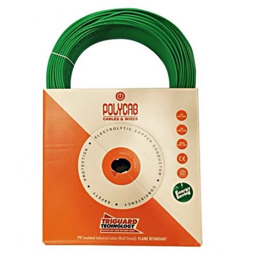 Polycab 0.75 Sqmm 1 Core FR PVC Insulated Unsheathed Industrial Cable, 300 mtr (Green)